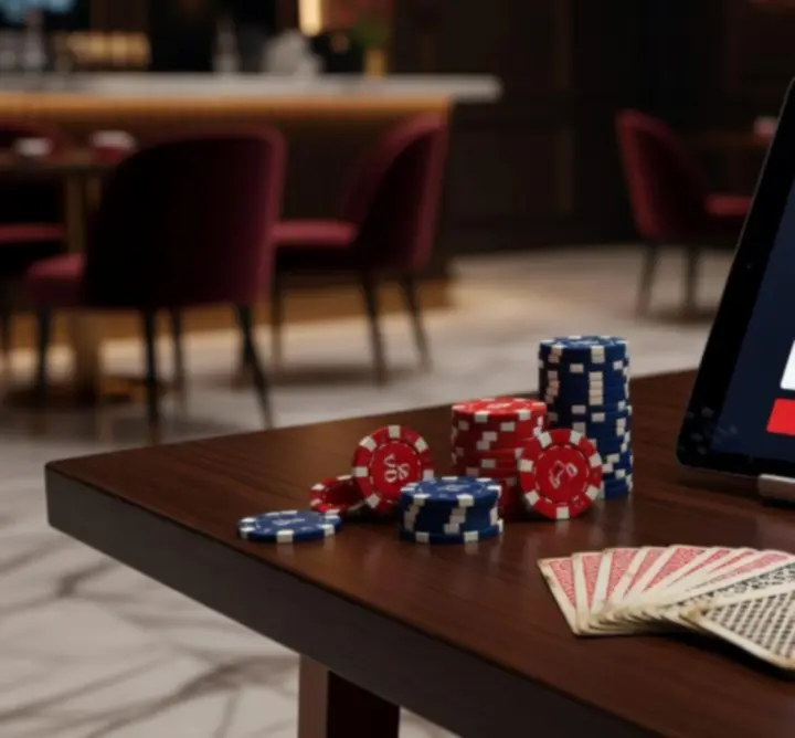 Formularz kontaktowy na tle stołu do blackjacka
