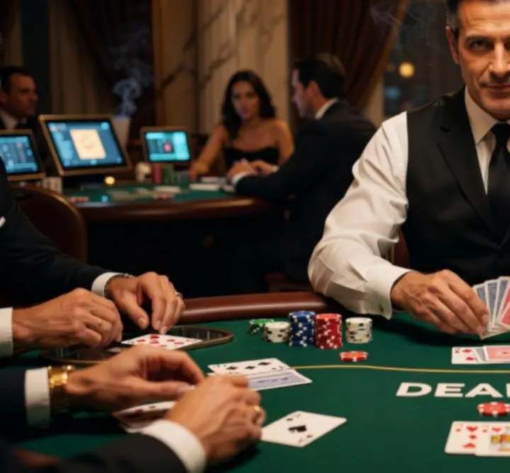Profesjonalny dealer prowadzący wieczór pokerowy
