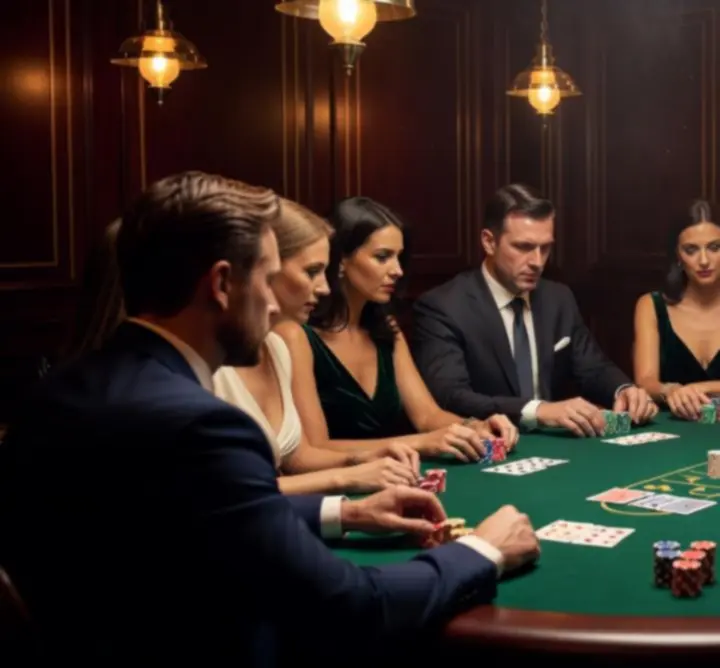 Stół pokerowy z żetonami i kartami podczas wieczoru pokerowego